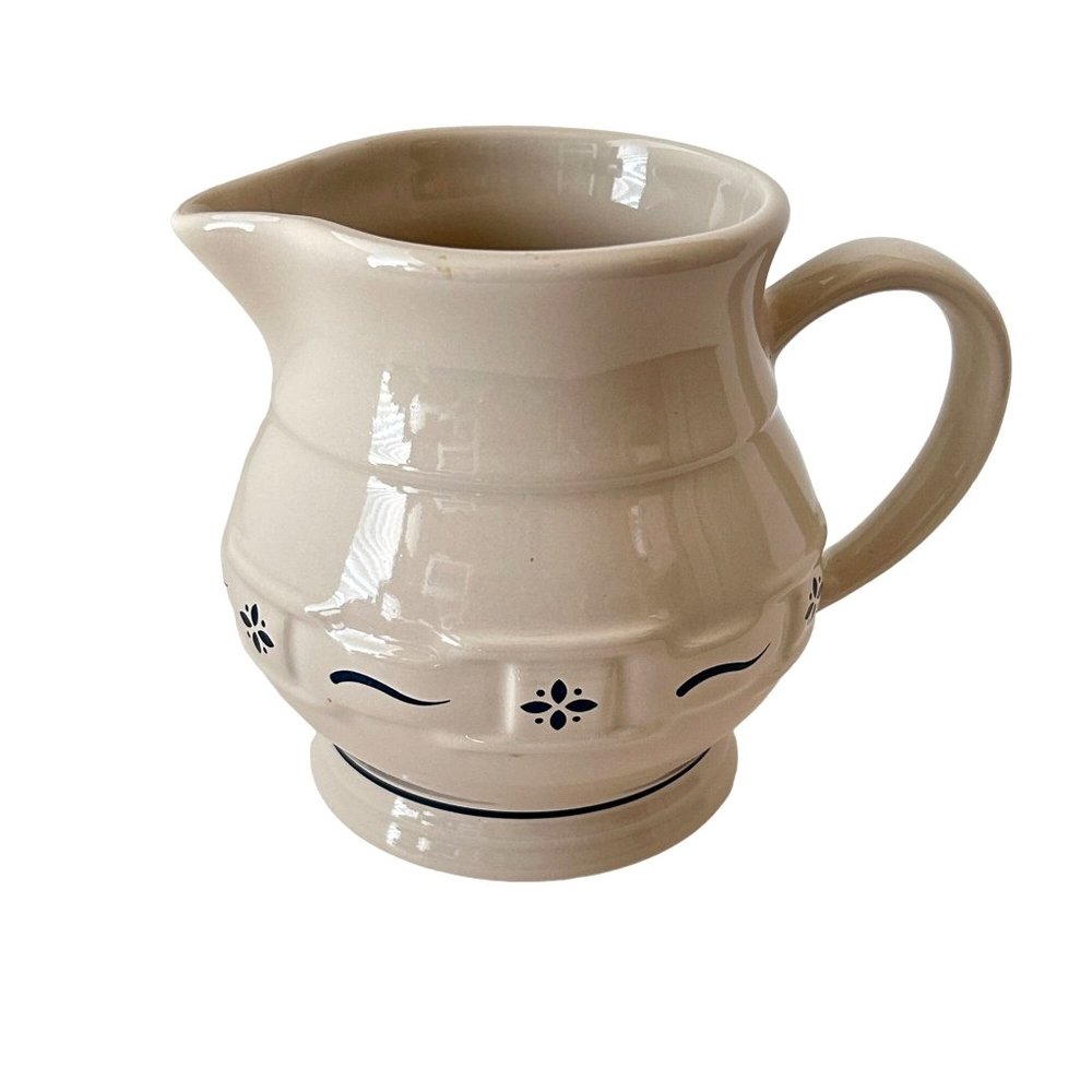 Longaberger Pitcher 32 Oz Woven Traditions Classic Blue & Ivory‎ Made USA 5.5"
